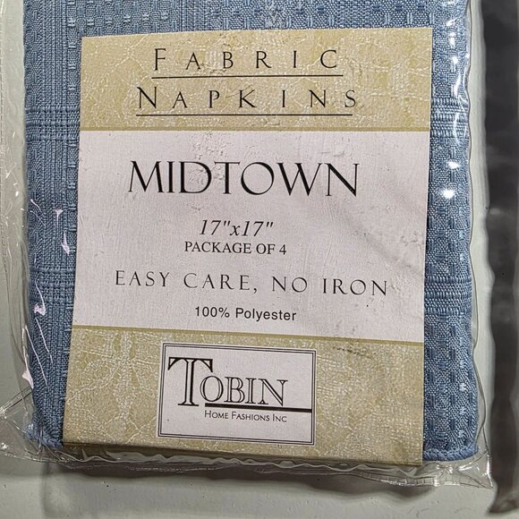 Tobin Midtown Fabric Napkins Blue17" X 17" 2 Packs Of 4 Polyester table linens - Picture 2 of 4